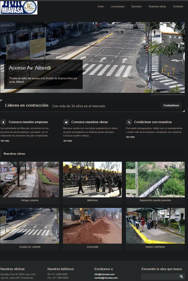 Sitio web de constructora Miavasa — versión anterior
