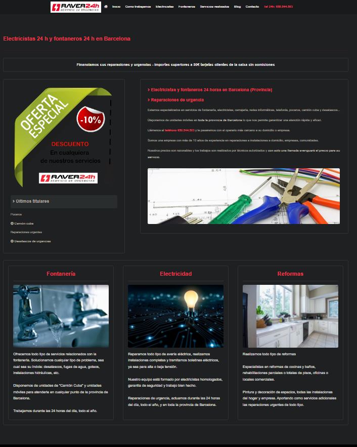 Sitio web Raver24h — versión anterior