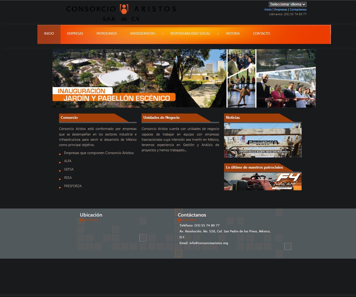 Sitio web Consorcio Aristos — versión anterior