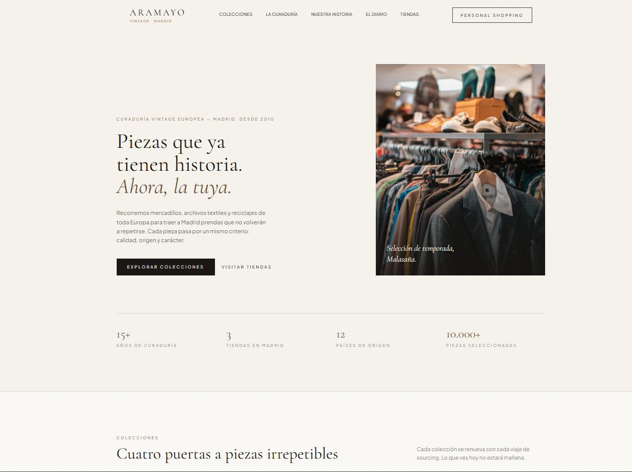 Sitio web Aramayo Vintage — versión nueva